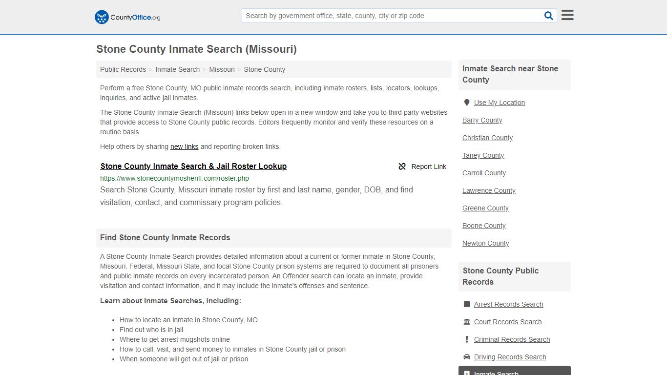 Inmate Search - Stone County, MO (Inmate Rosters & Locators)
